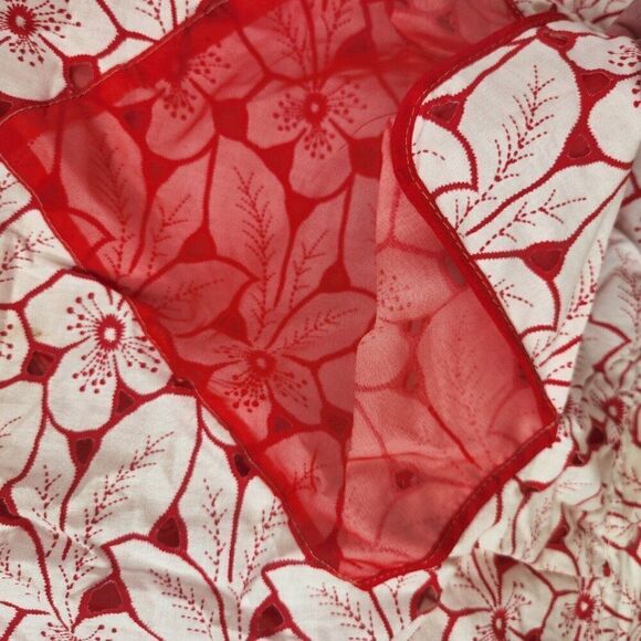 Vintage 40s 50s Half Apron Red White Chiffon Pinup Trad Wife Housewife - Picture 3 of 5